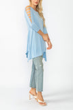 Sky Slotted Sleeve Tunic Top