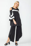 Black & White Open-Shoulder Striped Top