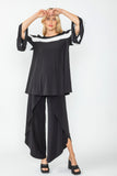 Black & White Open-Shoulder Striped Top