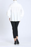 White Shirred Sleeve Zip-Up Blouson Jacket