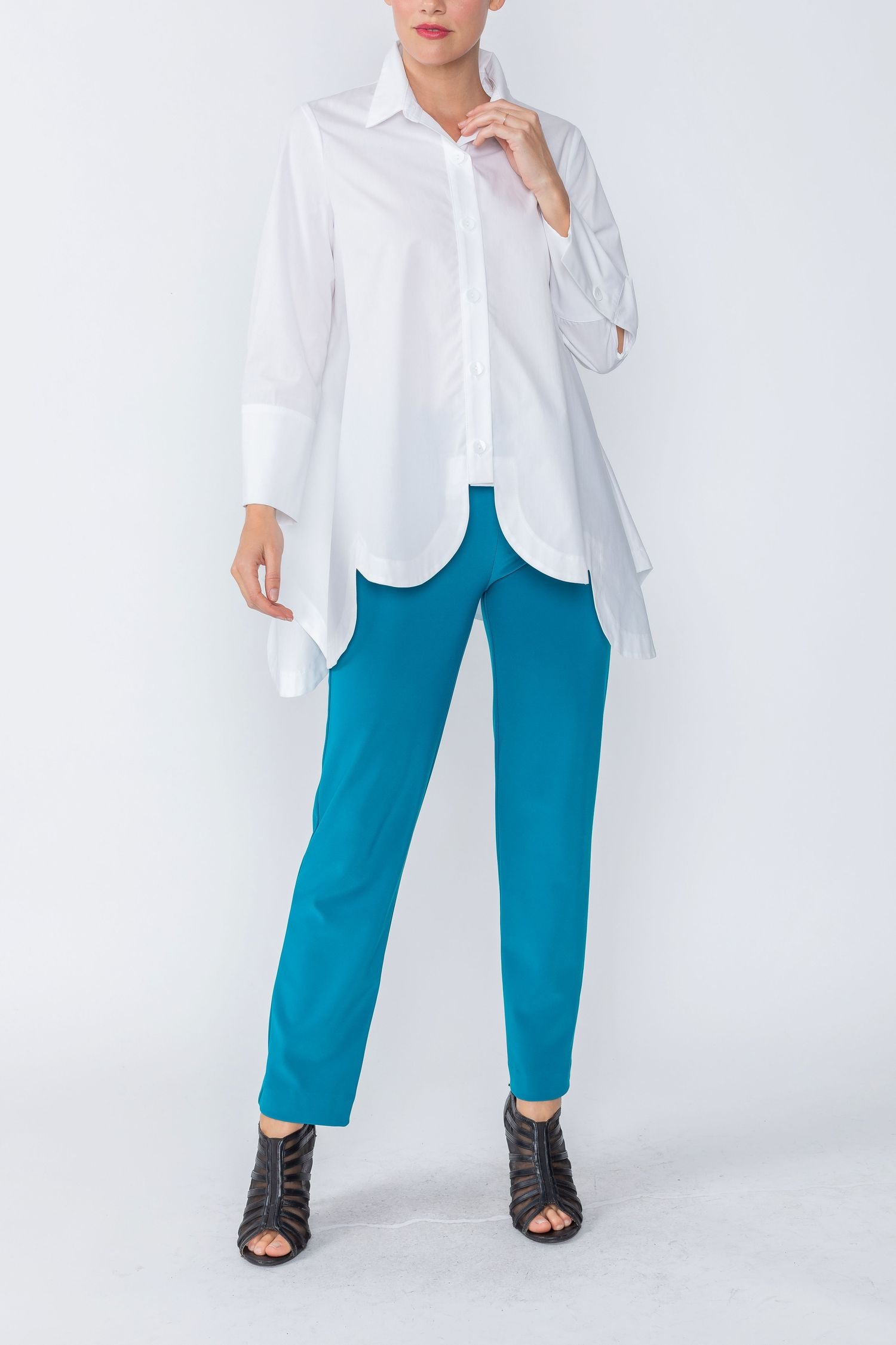 White Waves-Bottom Casual Blouse
