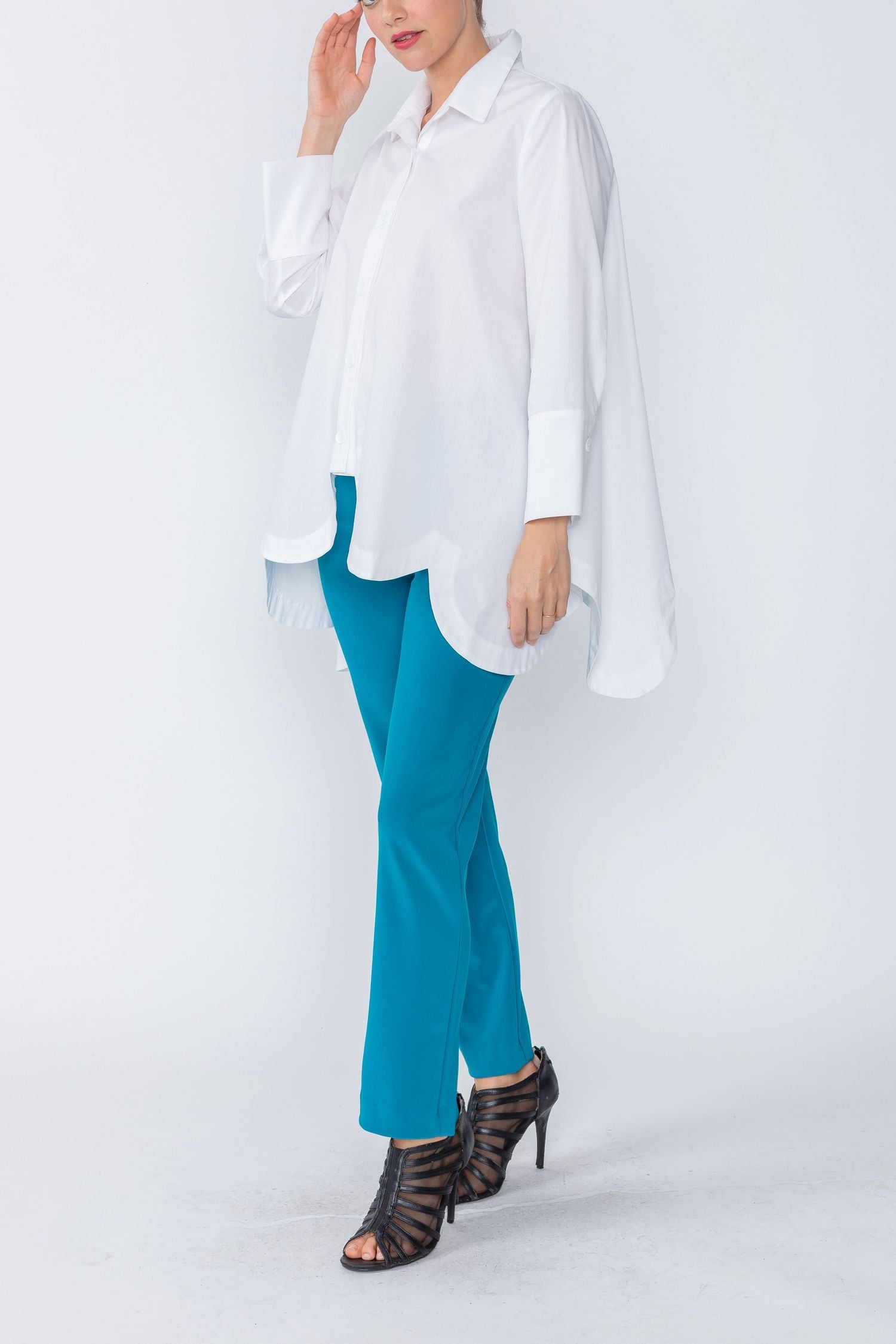 White Waves-Bottom Casual Blouse