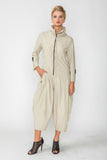 Oyster Zip-Up Front Cropped Long Sleeve Jumpsuit