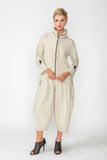 Oyster Zip-Up Front Cropped Long Sleeve Jumpsuit