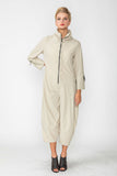 Oyster Zip-Up Front Cropped Long Sleeve Jumpsuit