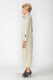 Oyster Zip-Up Front Cropped Long Sleeve Jumpsuit