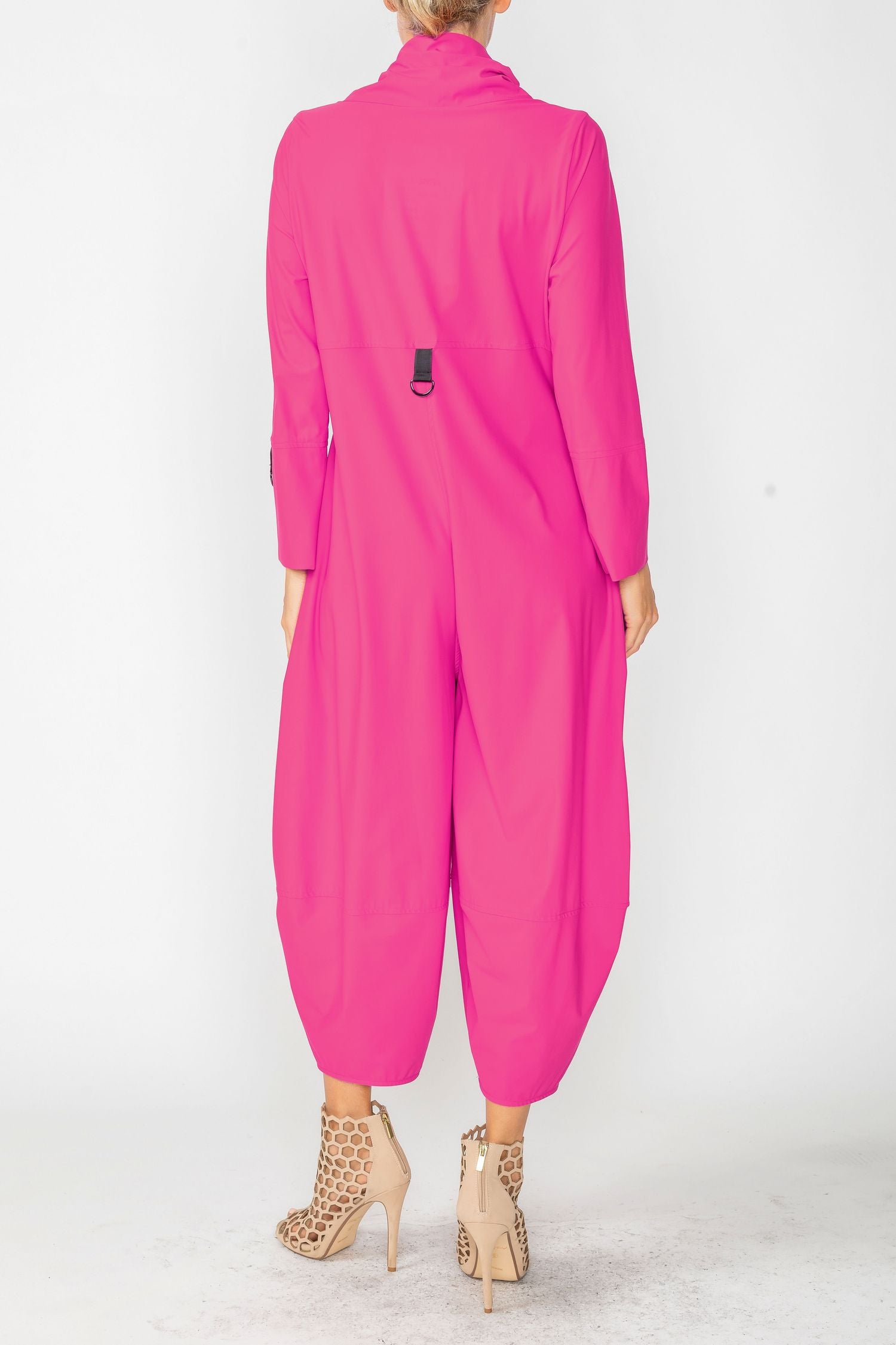 Pink ZipUp Front Cropped Long Sleeve Jumpsuit IC Collection