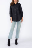 Black Fold Down Collar Blouse