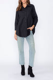 Black Fold Down Collar Blouse