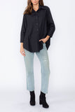 Black Fold Down Collar Blouse