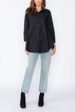 Black Fold Down Collar Blouse