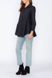 Black Fold Down Collar Blouse