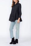 Black Fold Down Collar Blouse