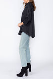 Black Fold Down Collar Blouse