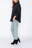 Black Fold Down Collar Blouse