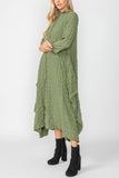 Olive Bubble Check Dress
