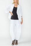 White Bubble Check Merrow Detail Open Jacket