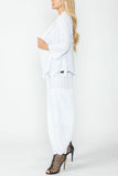 White Bubble Check Merrow Detail Open Jacket