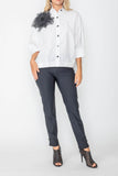 White Lace Patch On One Side Dolman Blouse