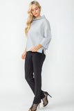 Gray Organza Stand Collar Back Pleats Button Detail Top