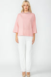 Pink Organza Stand Collar Back Pleats Button Detail Top