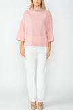 Pink Organza Stand Collar Back Pleats Button Detail Top