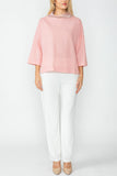 Pink Organza Stand Collar Back Pleats Button Detail Top