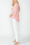 Pink Organza Stand Collar Back Pleats Button Detail Top