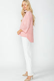 Pink Organza Stand Collar Back Pleats Button Detail Top
