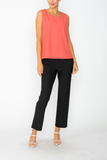 Coral Round Neck Sleeveless Top