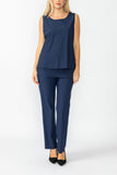 Navy Round Neck Sleeveless Top & Straight Leg Pants