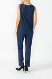 Navy Round Neck Sleeveless Top & Straight Leg Pants