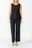 Black Round Sleeveless Top & Wide Pants