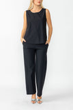 Black Round Sleeveless Top & Wide Pants