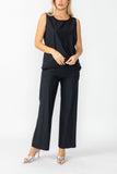 Black Round Sleeveless Top & Wide Pants