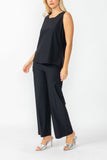 Black Round Sleeveless Top & Wide Pants