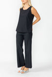 Black Round Sleeveless Top & Wide Pants