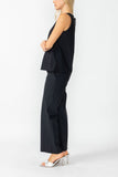 Black Round Sleeveless Top & Wide Pants