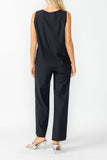 Black Round Sleeveless Top & Wide Pants