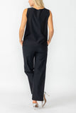 Black Round Sleeveless Top & Wide Pants