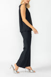 Black Round Sleeveless Top & Wide Pants