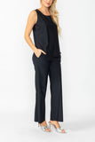 Black Round Sleeveless Top & Wide Pants