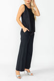 Black Round Sleeveless Top & Wide Pants