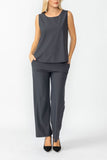 Charcoal Round Sleeveless Top & Wide Pants