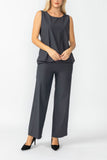 Charcoal Round Sleeveless Top & Wide Pants