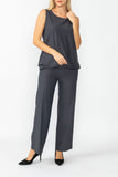 Charcoal Round Sleeveless Top & Wide Pants