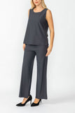 Charcoal Round Sleeveless Top & Wide Pants