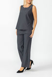 Charcoal Round Sleeveless Top & Wide Pants