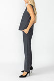 Charcoal Round Sleeveless Top & Wide Pants