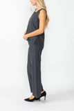 Charcoal Round Sleeveless Top & Wide Pants